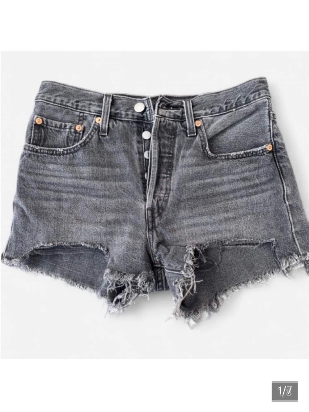 Levi’s 501 Premium Black Distressed Shorts Size 26
